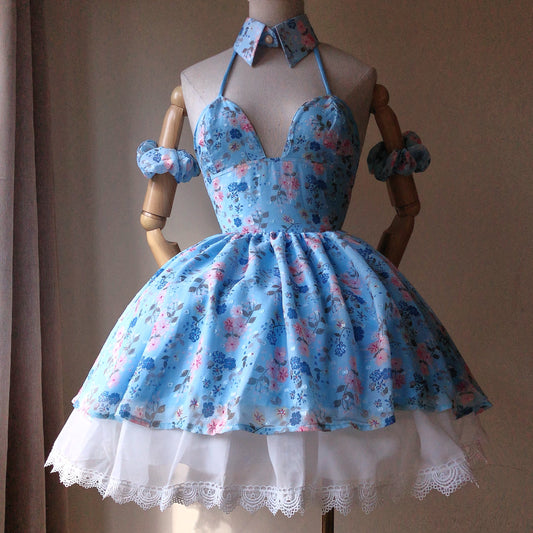 Blue Floral Teacup Skater Dress