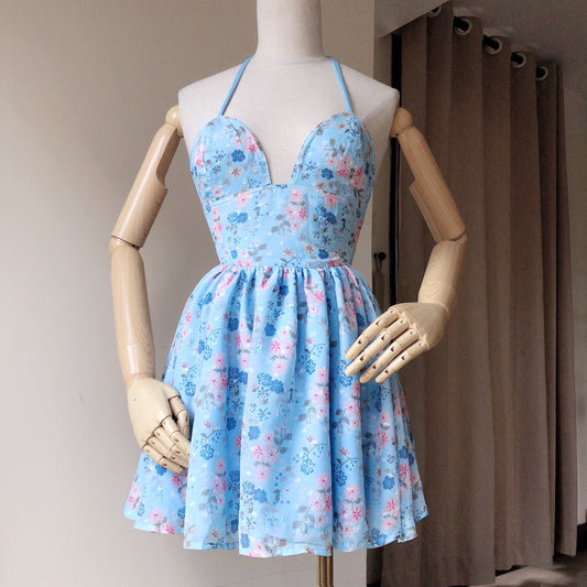 Blue Floral Teacup Skater Dress