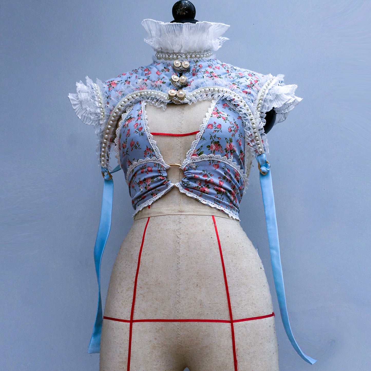 Floral Girl Pearly Blue HOA Shoulder Corset